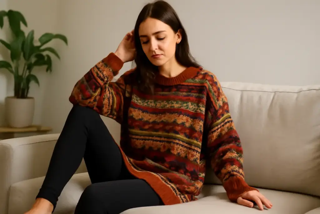 Hai mai provato maxi pullover etnici su leggings basic? Il vantaggio pratico per il comfort quotidiano