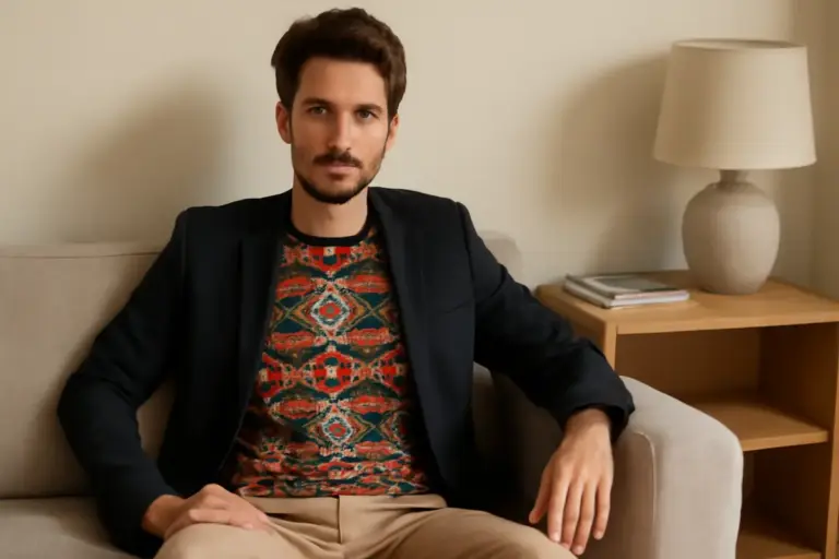 T-shirt stampate con motivi geometrici etnici: perché sono la base per un outfit smart-casual alternativo